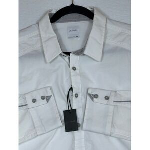 JB Holt Men's  White Standard Fit Striped Long Sleeve Button Up Shirt XL